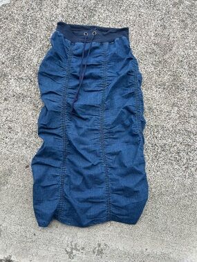 Women’s Navy Blue Maxi Skirt with Drawstring Waist